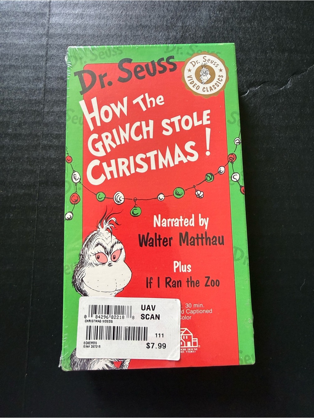 Dr. Seuss How The Grinch Stole Christmas! VHS Red and Green